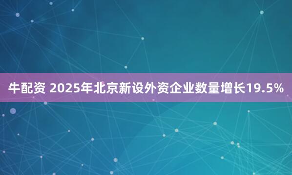 牛配资 2025年北京新设外资企业数量增长19.5%